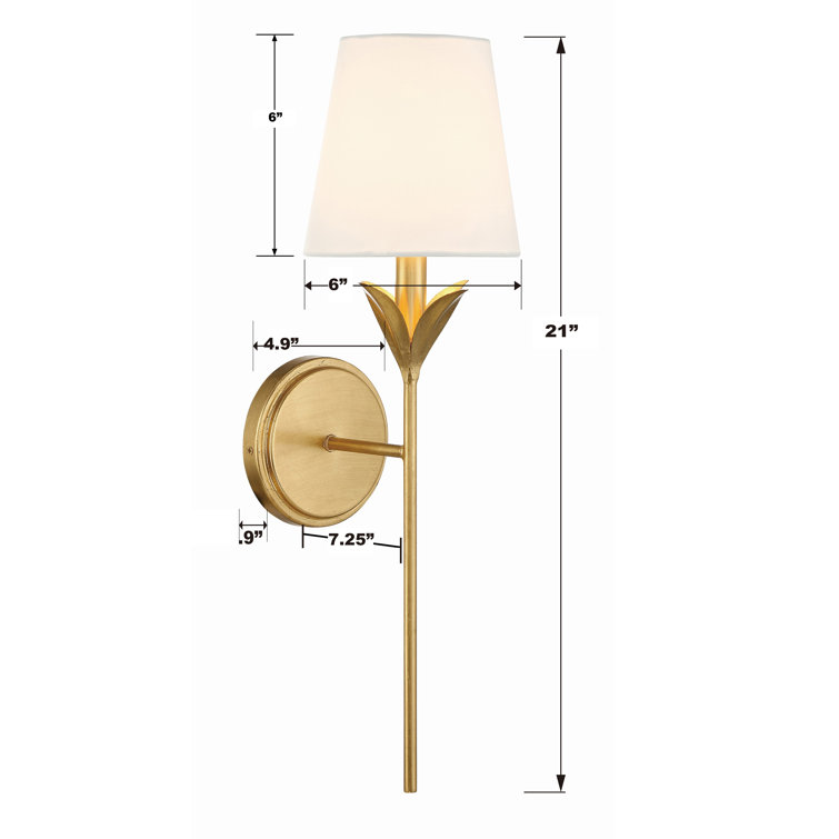 Antique Gold Wrought Iron Dimmable Wall Sconce with White Shade