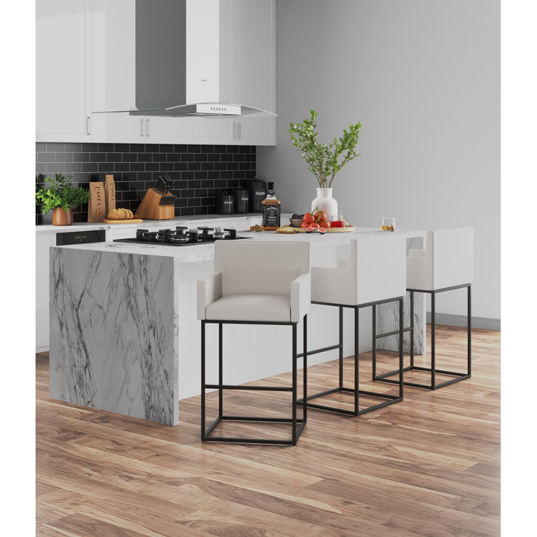 Manhattan Ambassador Cream Leather 42'' Modern Barstool