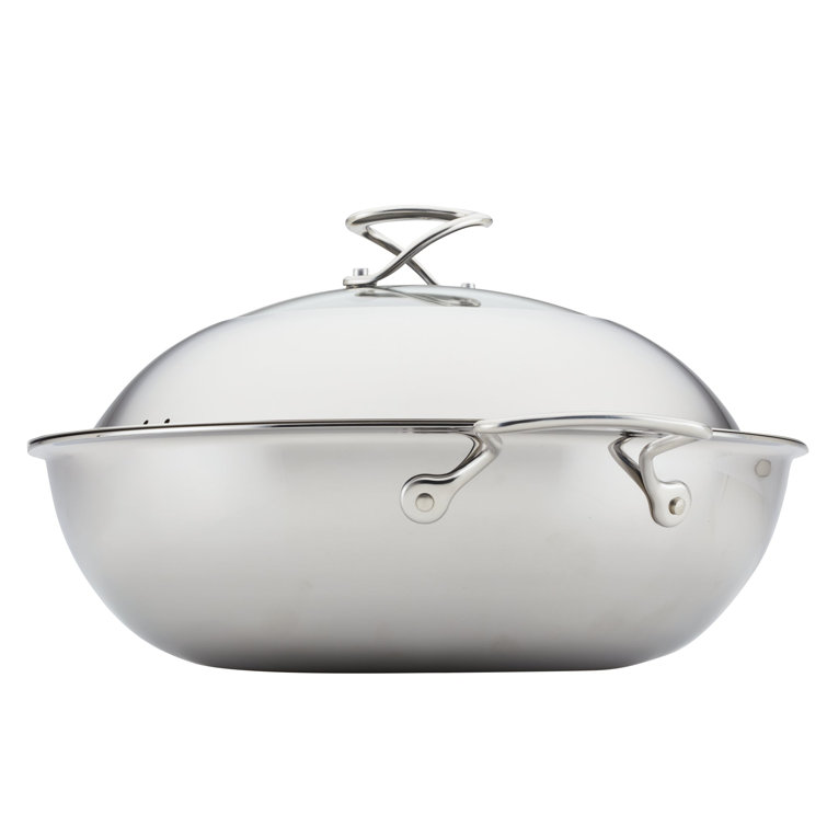 Circulon 14-Inch Stainless Steel Wok with Glass Lid