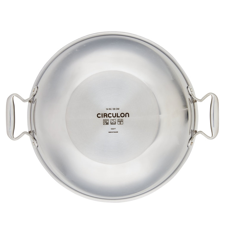 Circulon 14-Inch Stainless Steel Wok with Glass Lid