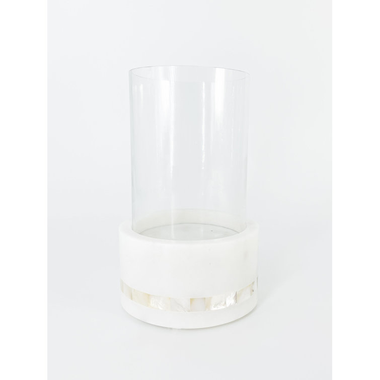 Iridescent White and Gold 4'' Glass Tabletop Hurricane