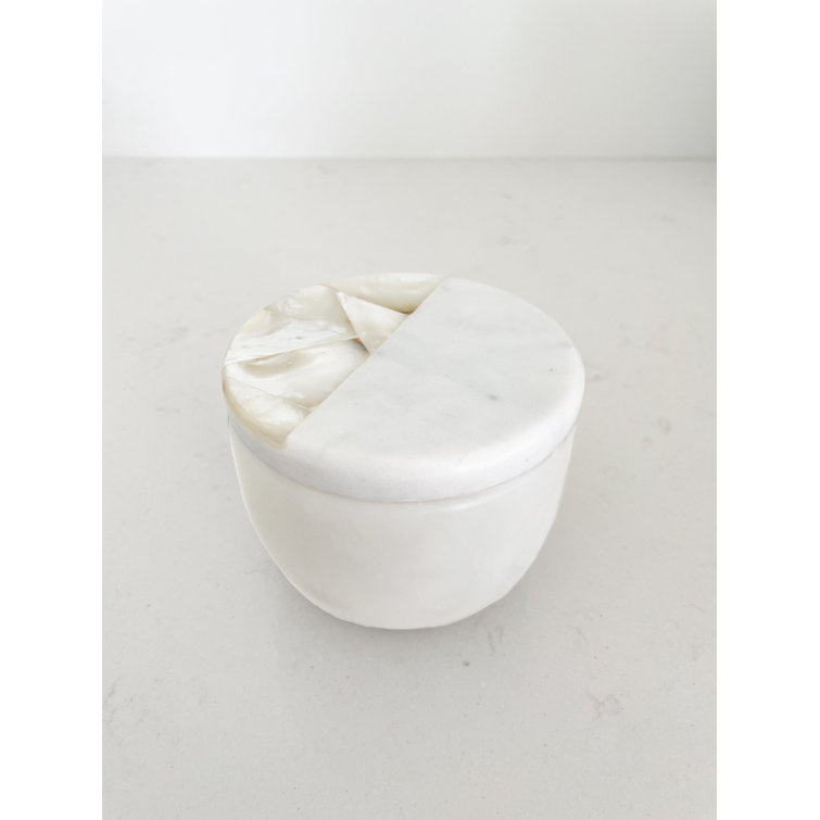 White Mother of Pearl Soy Candle with Marble Jar