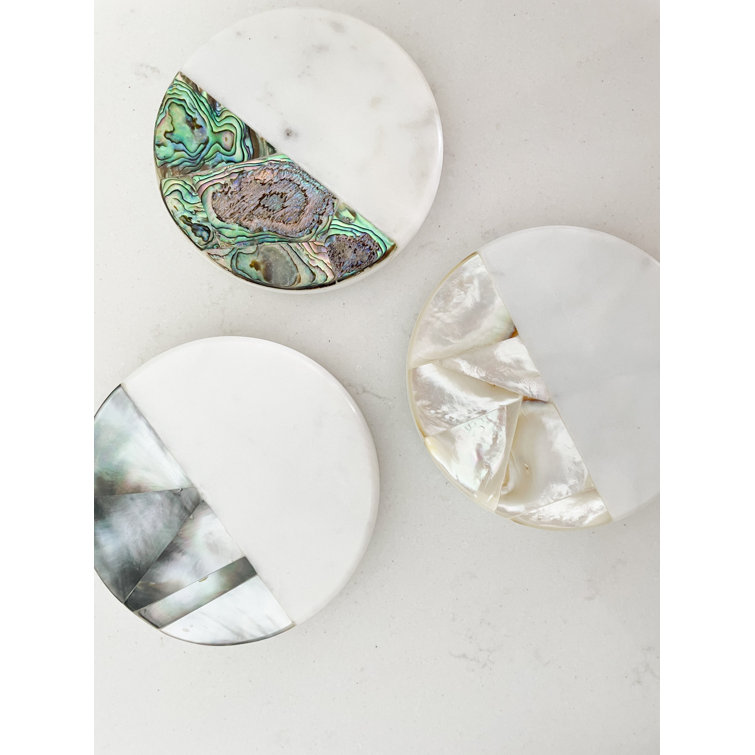 White Mother of Pearl Soy Candle with Marble Jar