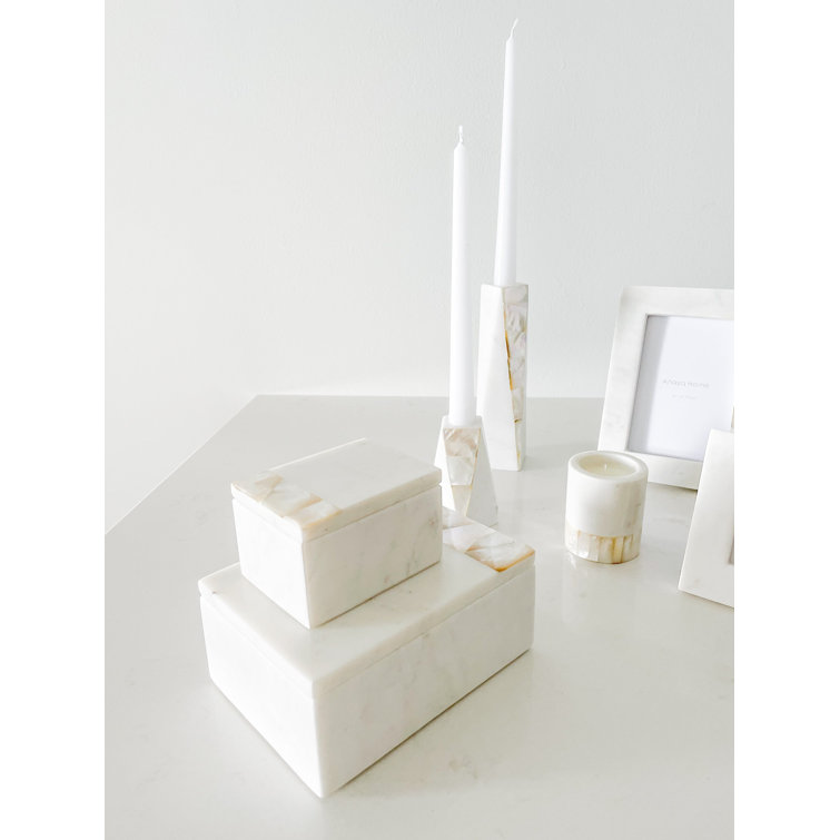 White Marble and Mother of Pearl Decorative Box