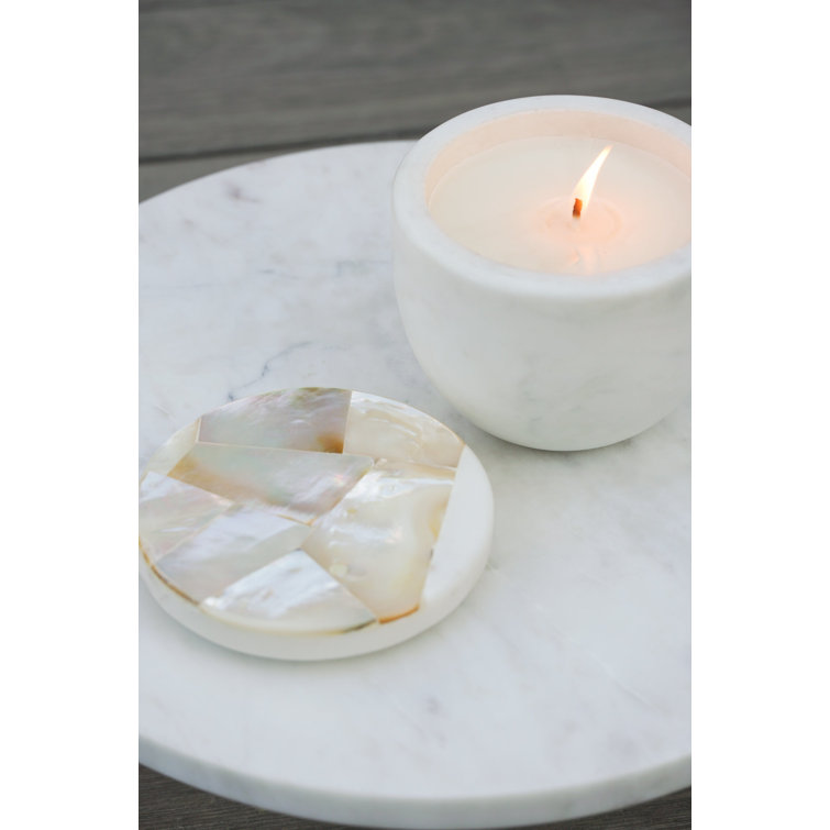 White Mother of Pearl Soy Candle with Marble Jar