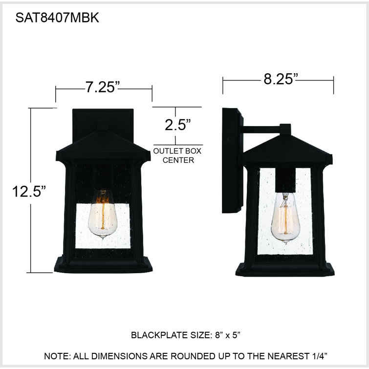 Matte Black Seeded Glass Outdoor Wall Lantern