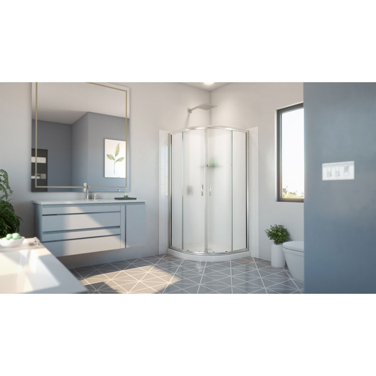 Prime 33" x 33" Brushed Nickel Shower Enclosure with Frosted Glass
