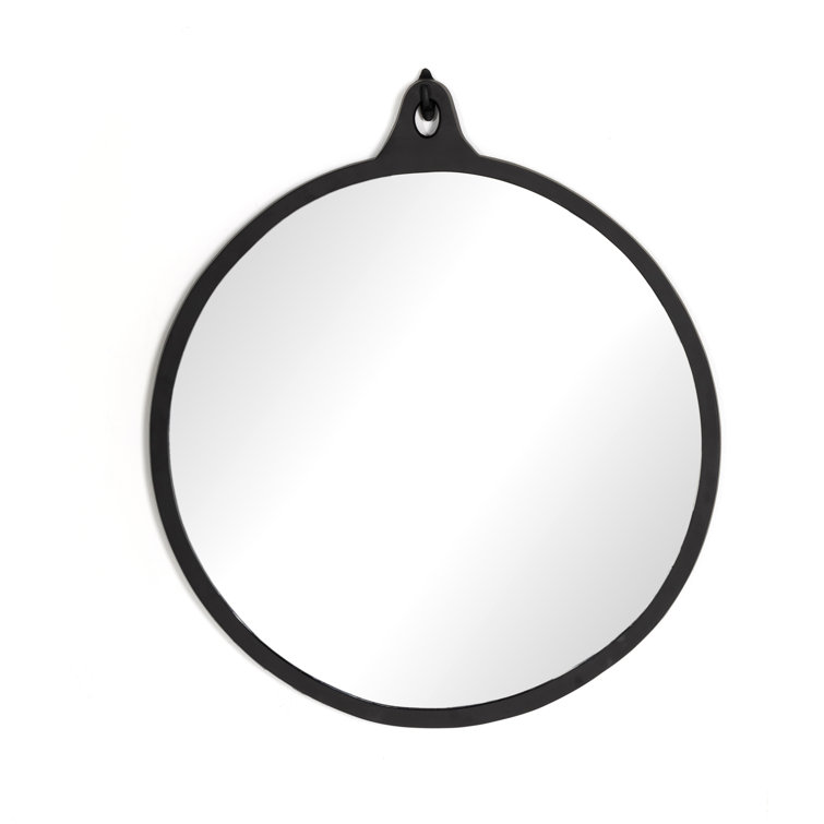 Hyde Organic Feel Round Wood Wall Mirror with Metallic Pop