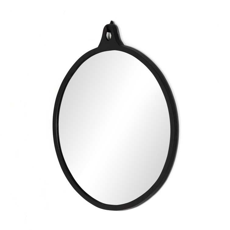 Hyde Organic Feel Round Wood Wall Mirror with Metallic Pop