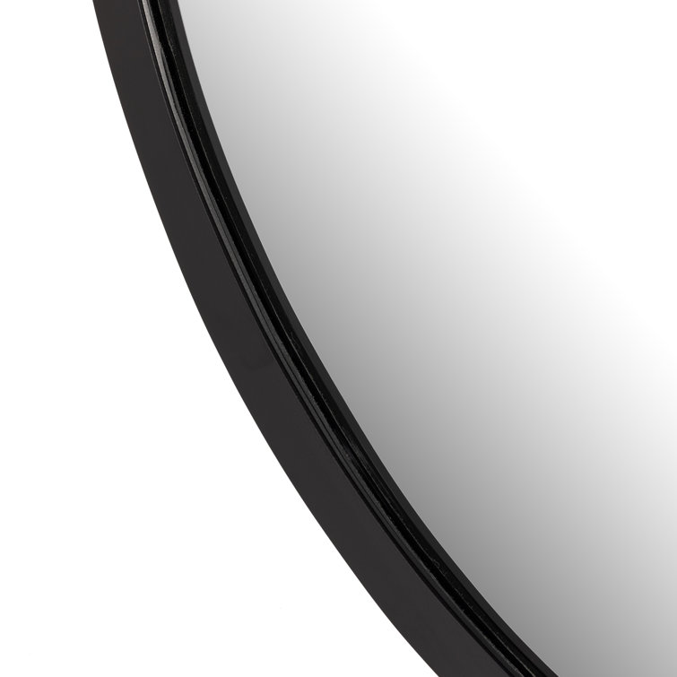 Hyde Organic Feel Round Wood Wall Mirror with Metallic Pop