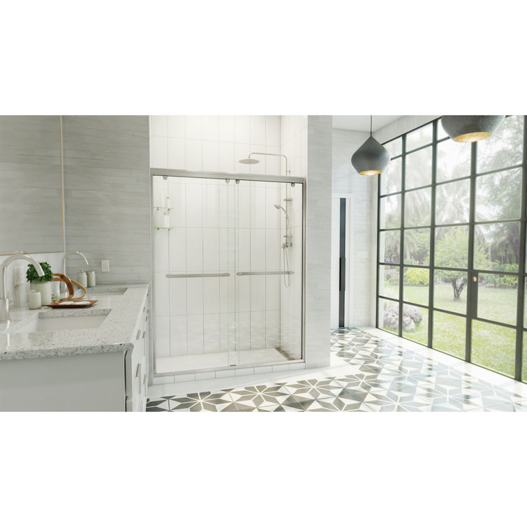 Charisma-X 56-60'' W x 76'' H Frameless Brushed Nickel Sliding Shower Door