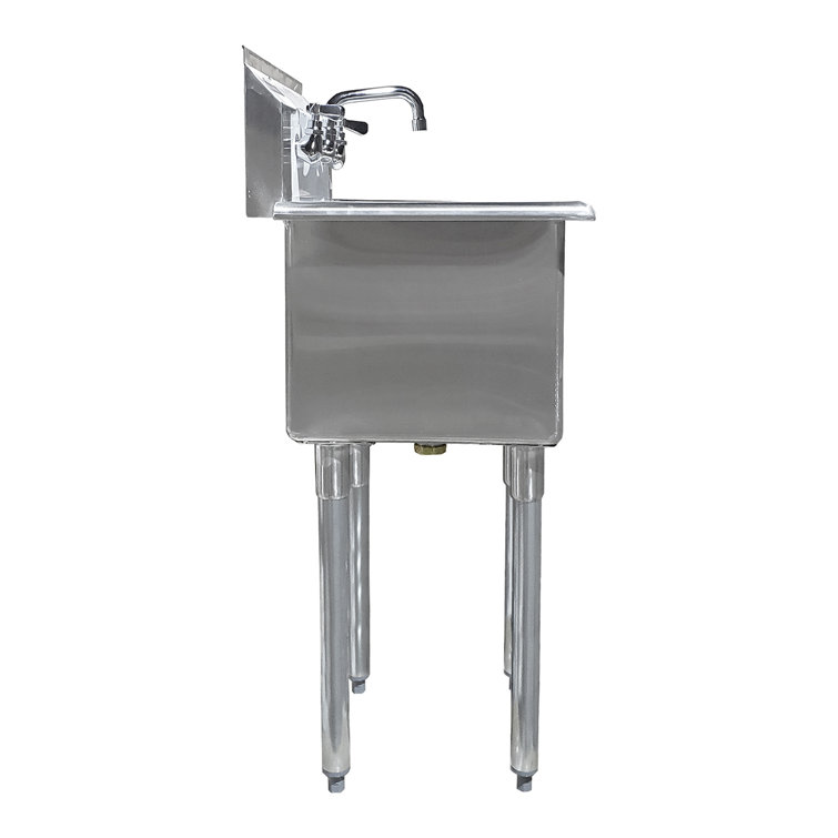 Stainless Steel Freestanding Utility Sink with Chrome Faucet