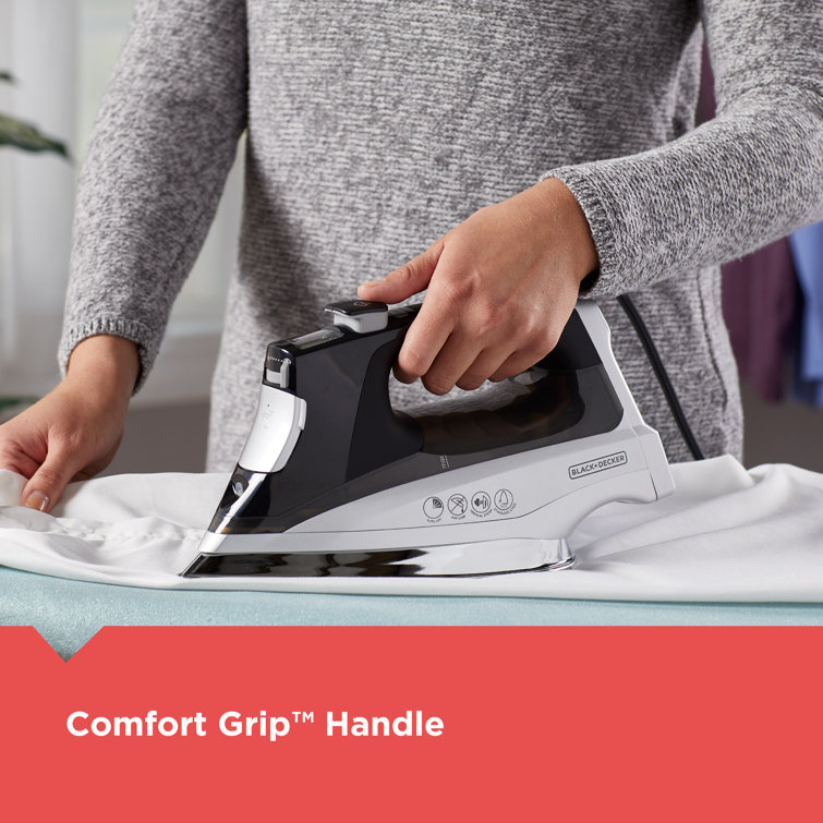 Allure Digital Black and Silver Professional Steam Iron with Stainless Steel Soleplate