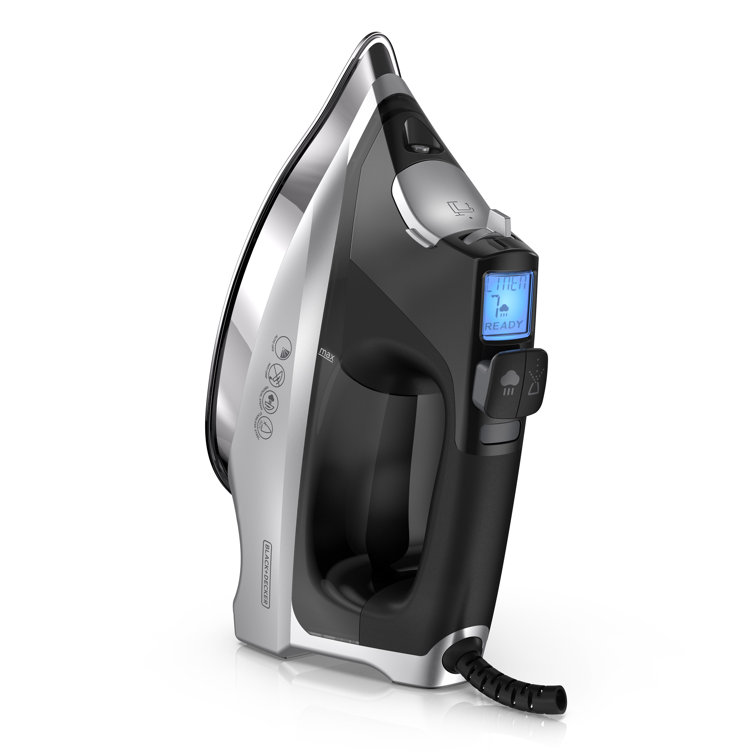 Allure Digital Black and Silver Professional Steam Iron with Stainless Steel Soleplate