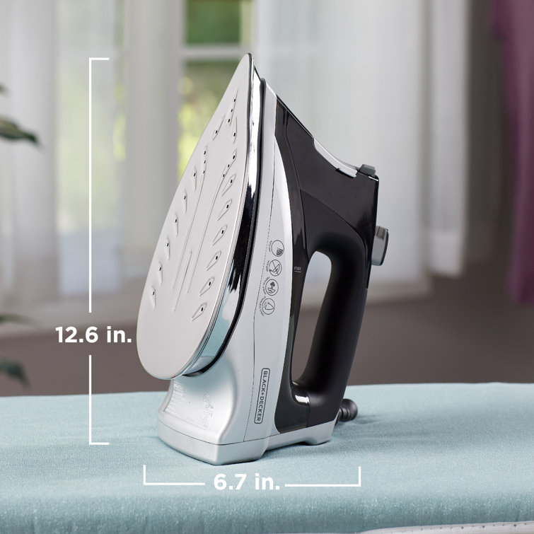 Allure Digital Black and Silver Professional Steam Iron with Stainless Steel Soleplate