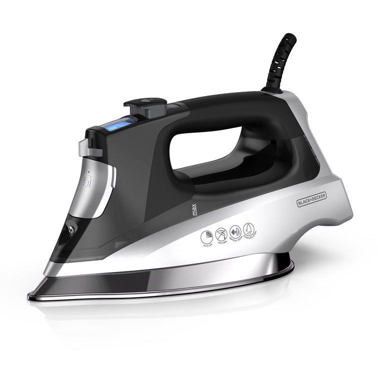 Allure Digital Black and Silver Professional Steam Iron with Stainless Steel Soleplate