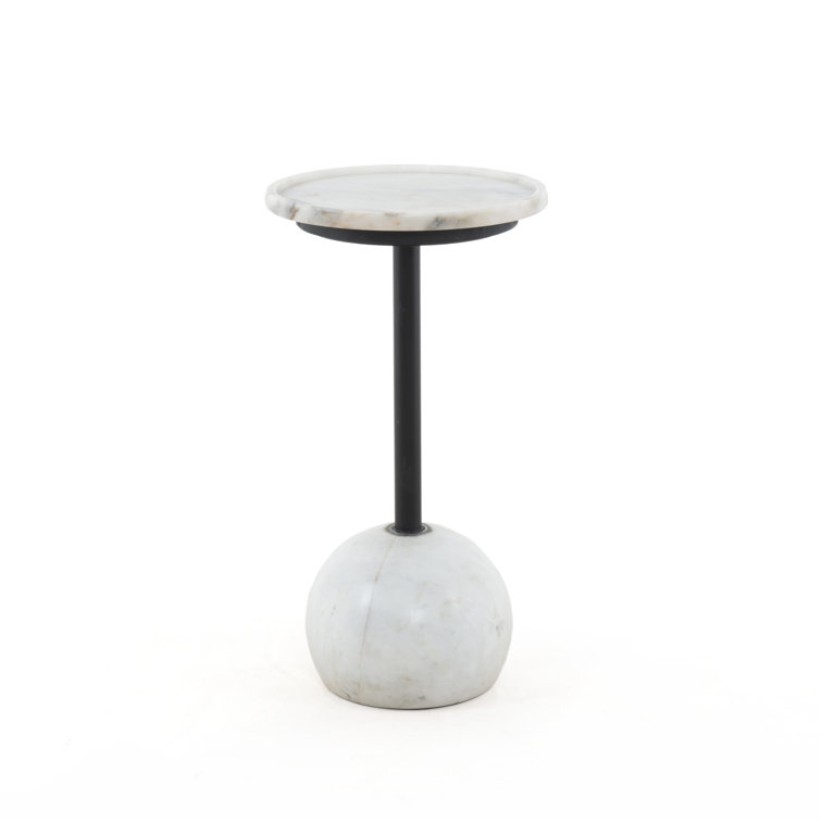Elegant Viola Round Stone and Metal End Table