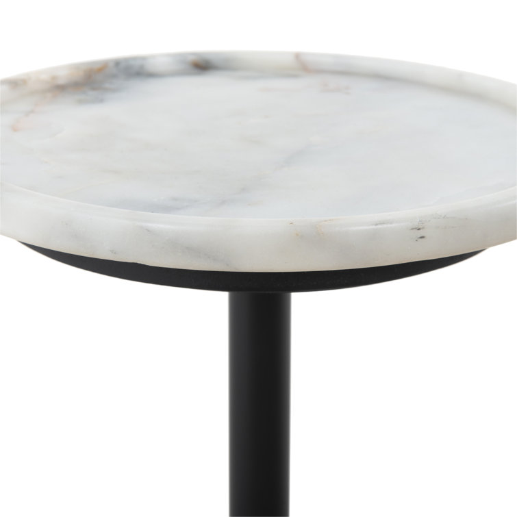 Elegant Viola Round Stone and Metal End Table