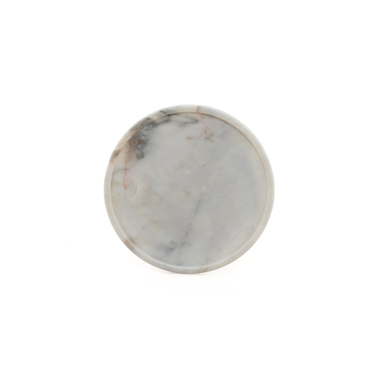Elegant Viola Round Stone and Metal End Table
