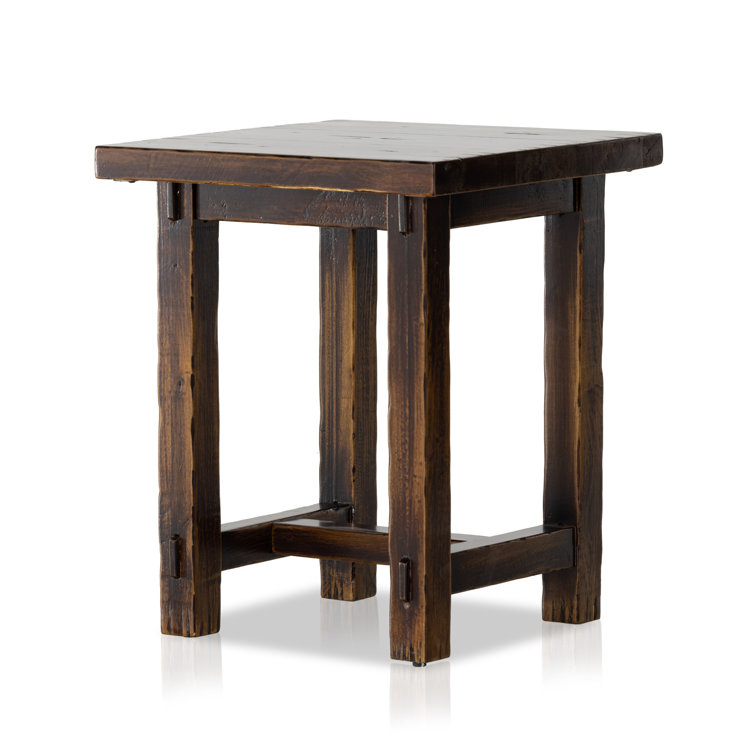 Distressed Walnut Solid Birch Rectangular End Table