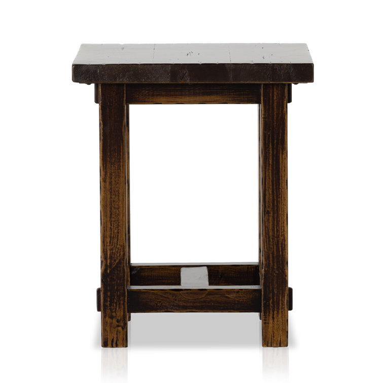 Distressed Walnut Solid Birch Rectangular End Table