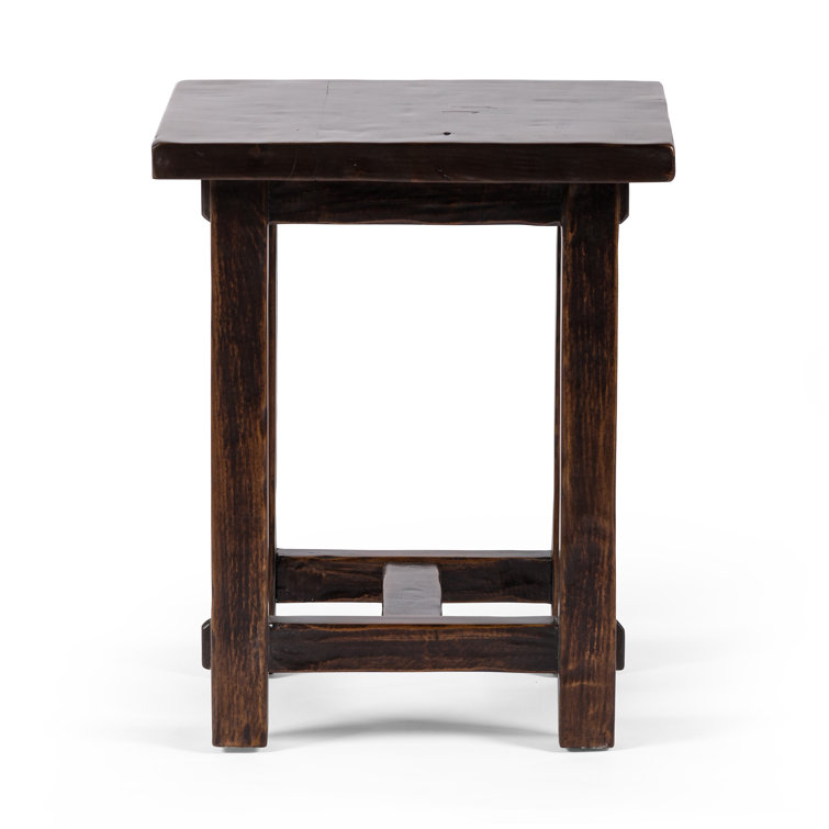 Distressed Walnut Solid Birch Rectangular End Table