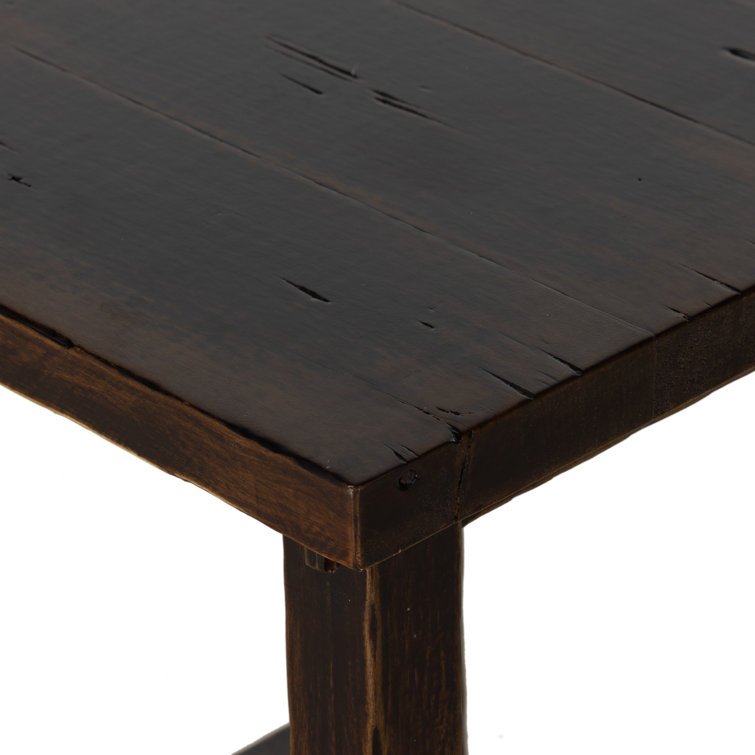 Distressed Walnut Solid Birch Rectangular End Table
