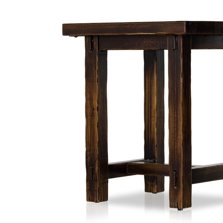Distressed Walnut Solid Birch Rectangular End Table