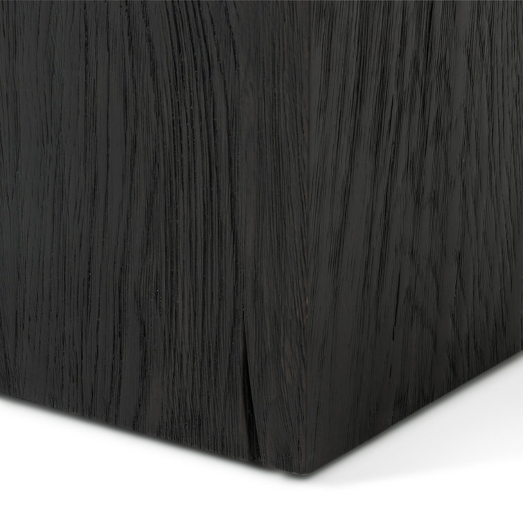 Ebony Oak and Iron Round Accent Table with Bluestone Top