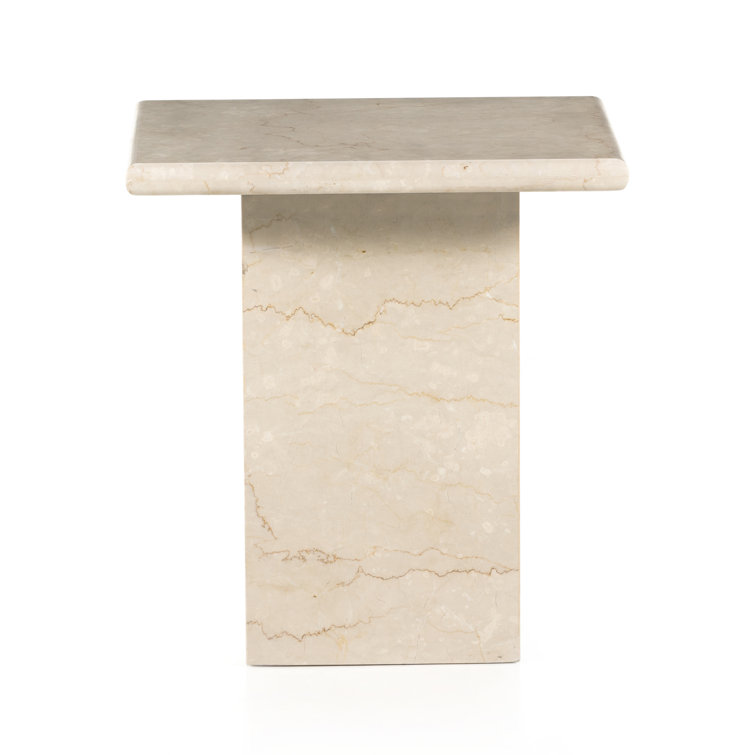 Leonel Cream Marble & Metal 19" Retro Italian Side Table