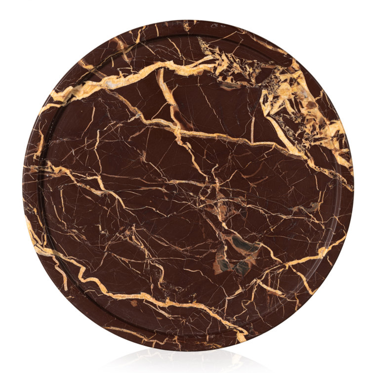 Merlot Marble and Metal Round Accent Table
