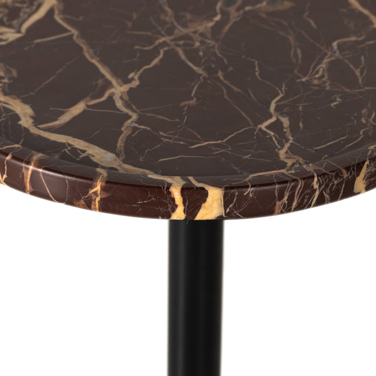 Merlot Marble and Metal Round Accent Table
