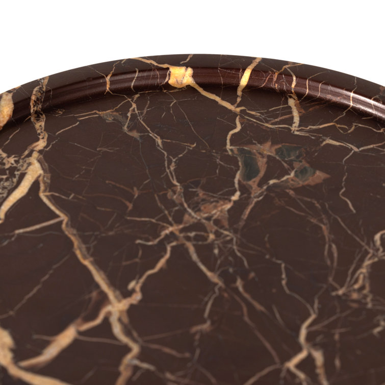 Merlot Marble and Metal Round Accent Table