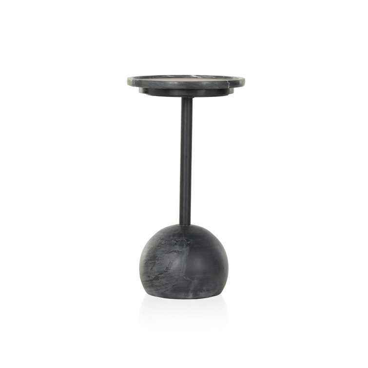 Elegant Viola Round Black Marble and Iron Side Table