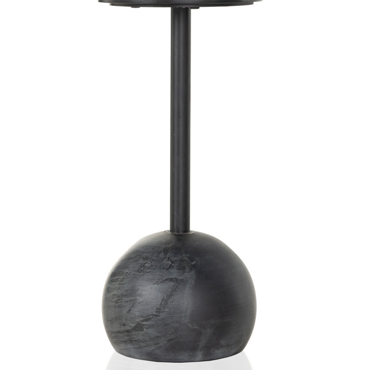 Elegant Viola Round Black Marble and Iron Side Table