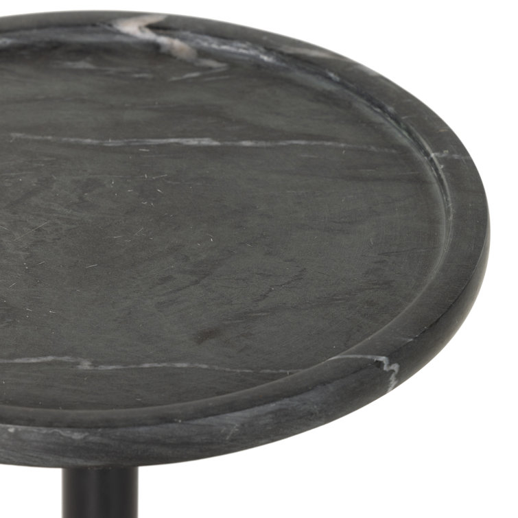 Elegant Viola Round Black Marble and Iron Side Table