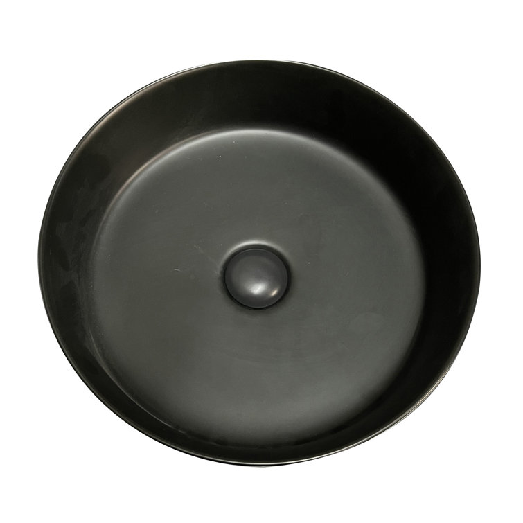 Round Black Ceramic Above-Counter Bathroom Sink