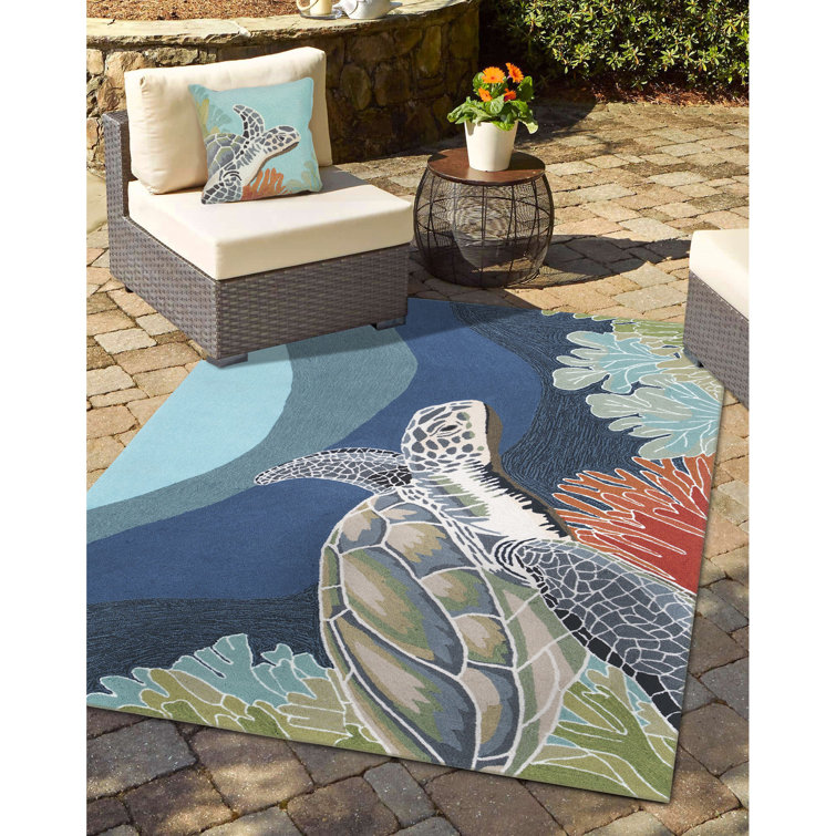 Handmade Blue Tufted Synthetic Rectangular 5' x 7' Rug
