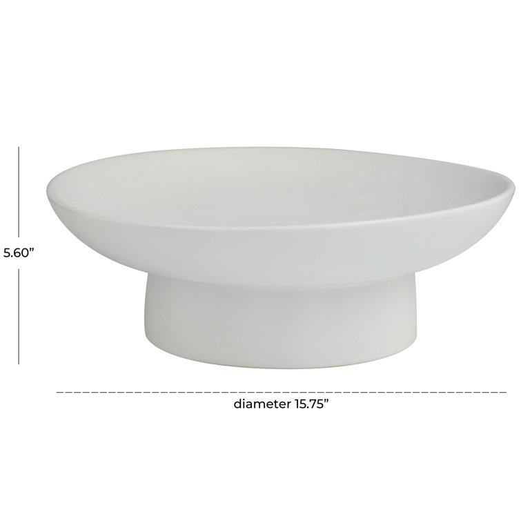 White Round Stoneware Decorative Bowl with Stand