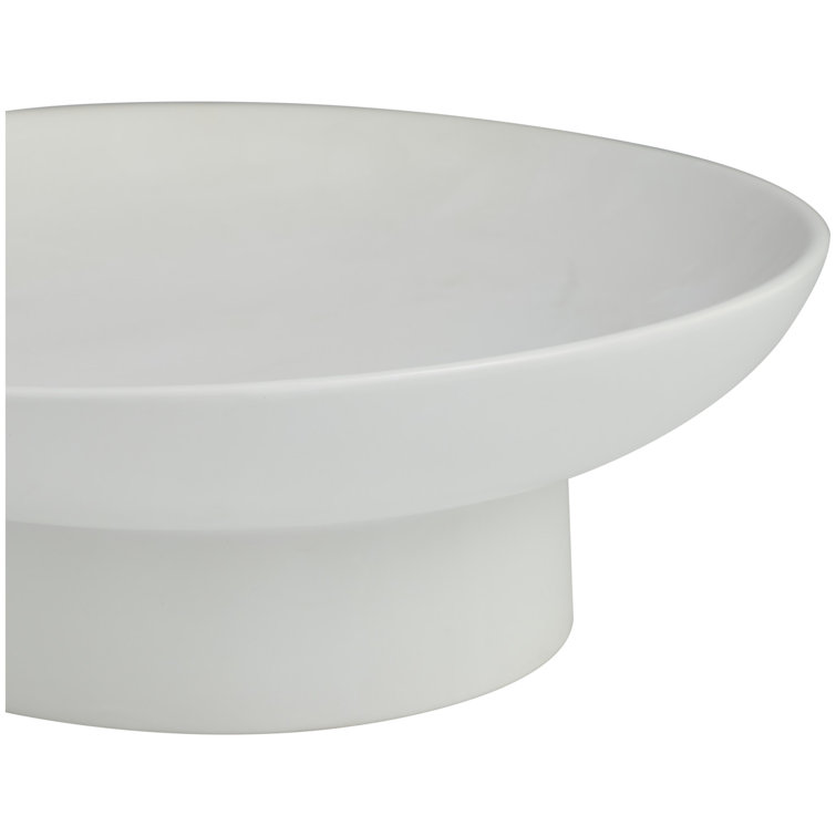 White Round Stoneware Decorative Bowl with Stand