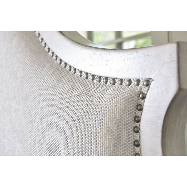 Arbor Hills Cream Queen Upholstered Bed with Nailhead Trim
