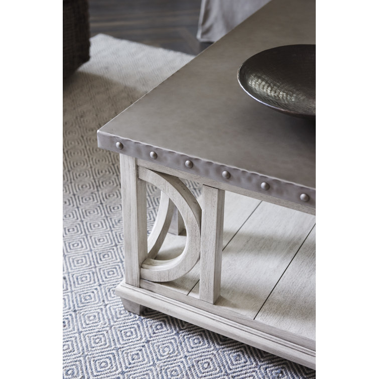 Cream Square Wood Transitional 40" Cocktail Table