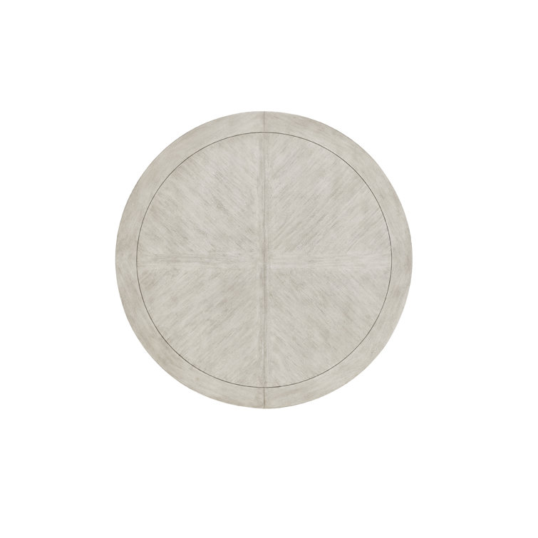 Elegant Cream Round Wood Extendable Dining Table for Six