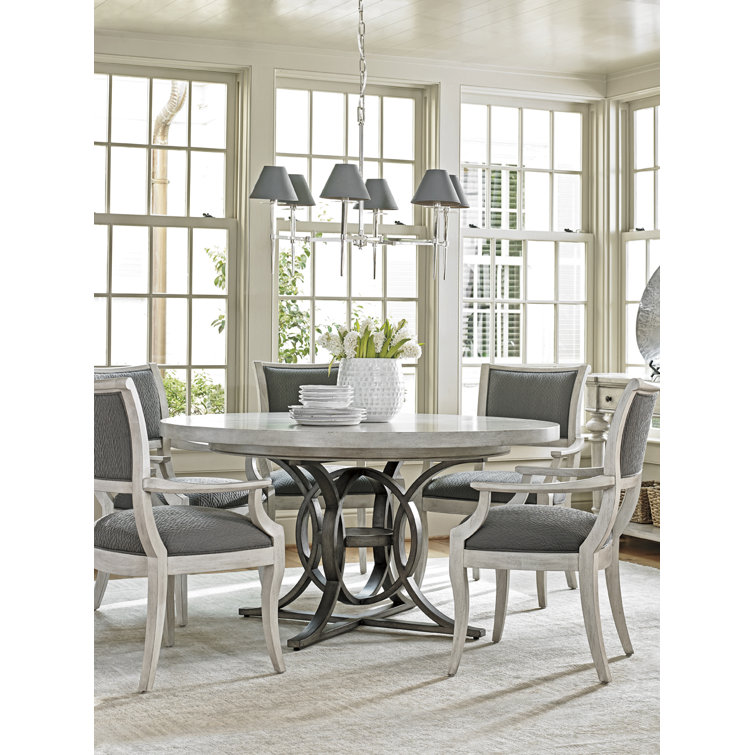 Elegant Cream Round Wood Extendable Dining Table for Six