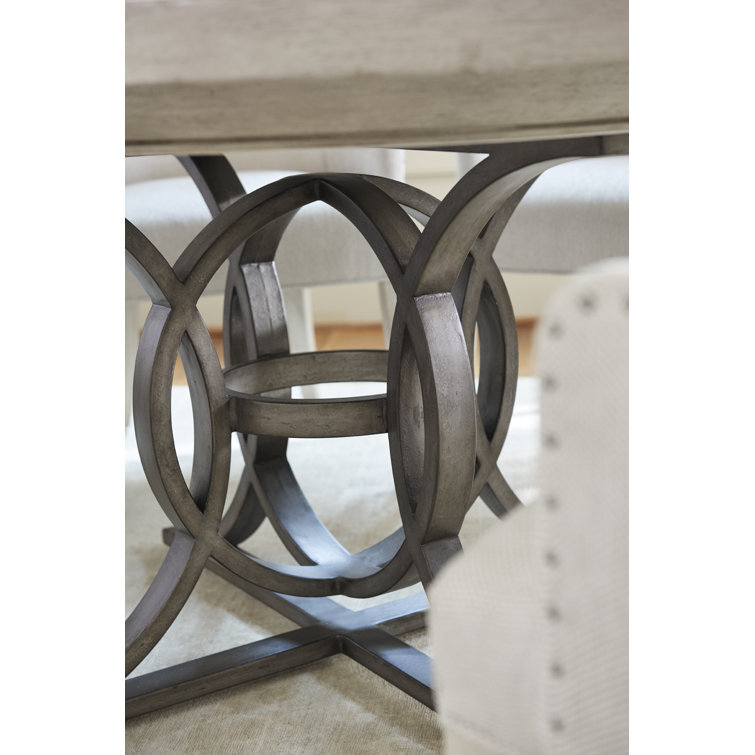 Elegant Cream Round Wood Extendable Dining Table for Six