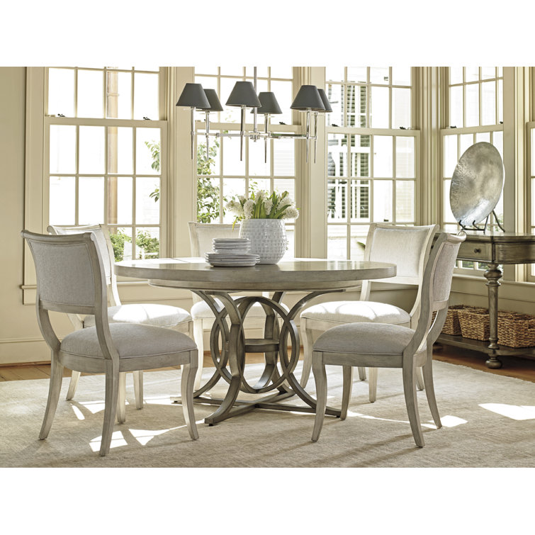 Elegant Cream Round Wood Extendable Dining Table for Six
