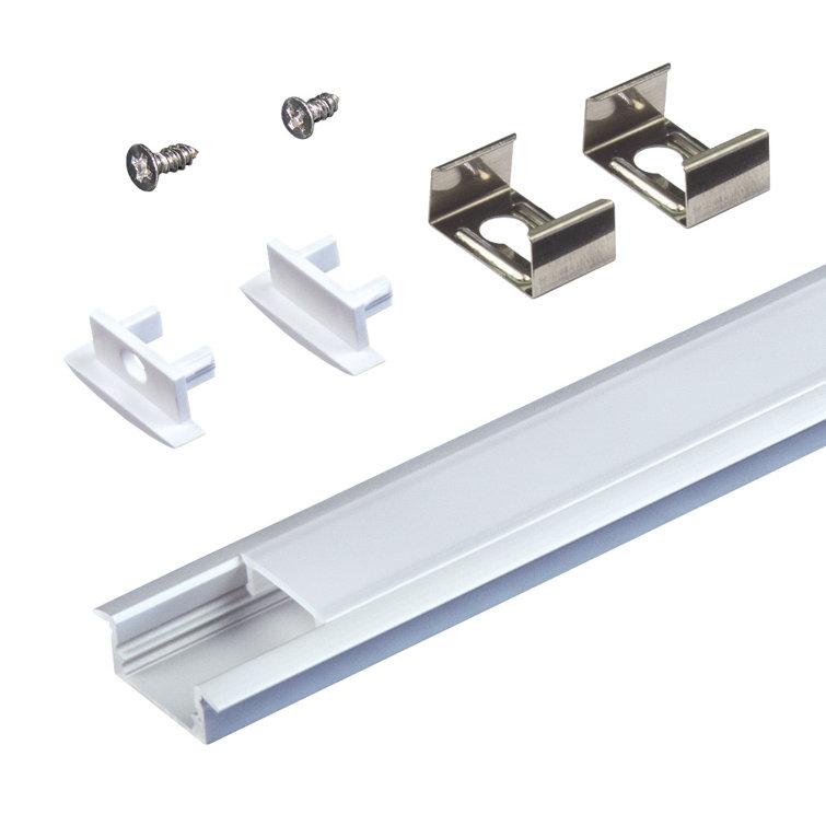 Grey Recess Mount LED Tape Light Channel Accessory Pack