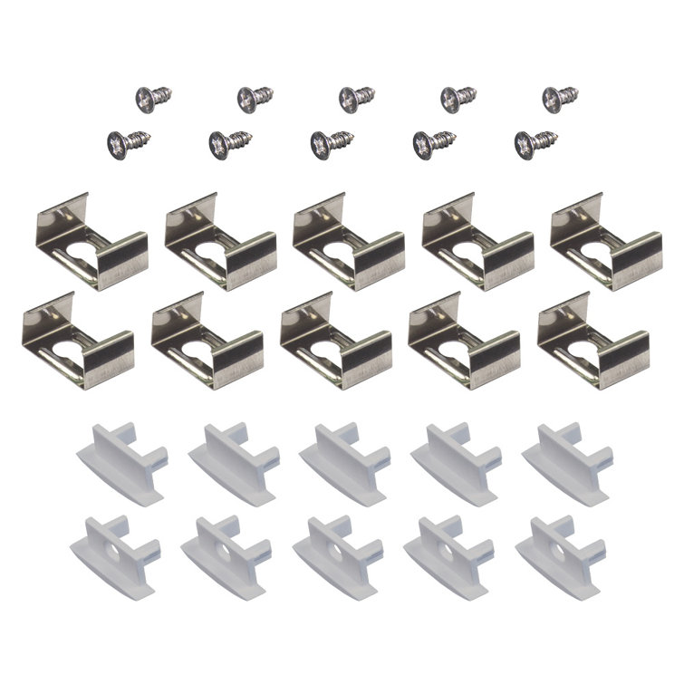 Grey Recess Mount LED Tape Light Channel Accessory Pack