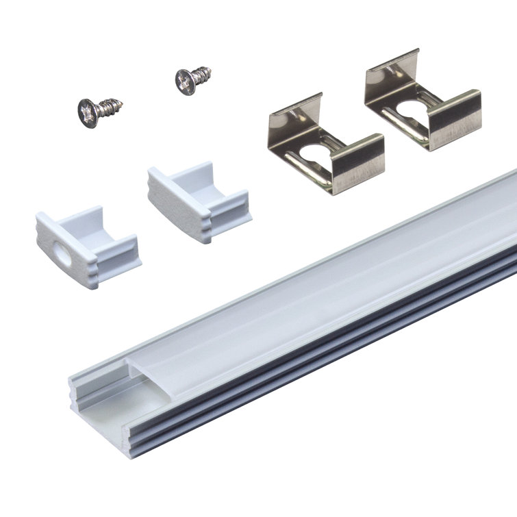 Silver Aluminum LED Tape Light Mounting Channel with Diffuser