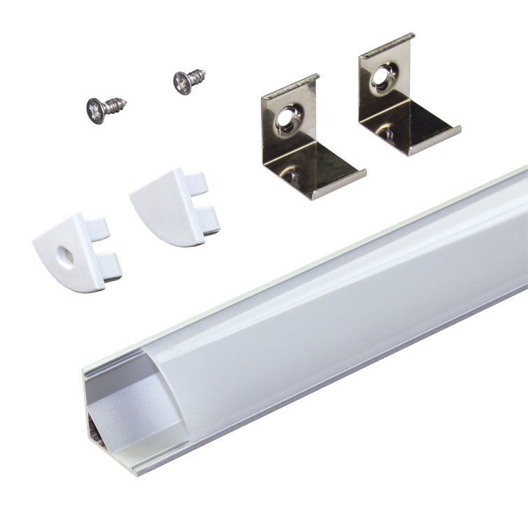 Silver Corner Mount LED Tape Light Channel with Diffuser, 5-Pack